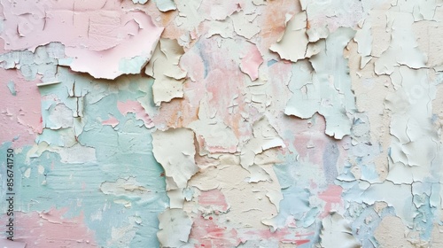 Textured Wall with Peeling Pastel Paint for Shabby Chic and Vintage Decor photo
