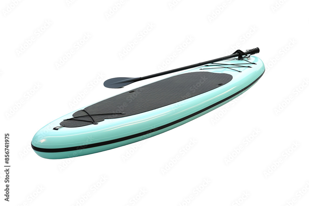 A Mint Green Paddleboard Ready For Summer Adventures on a Clear PNG or White Background. A Mint Green Paddleboard Ready For Summer Adventures on a Clear PNG or White Background.