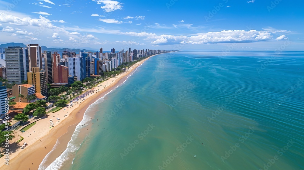 Capture the aerial beauty of Fortaleza in Ceara, Brazil, focusing on Praia de Iracema. Capture the aerial beauty of Fortaleza in Ceara, Brazil, focusing on Praia de Iracema.
