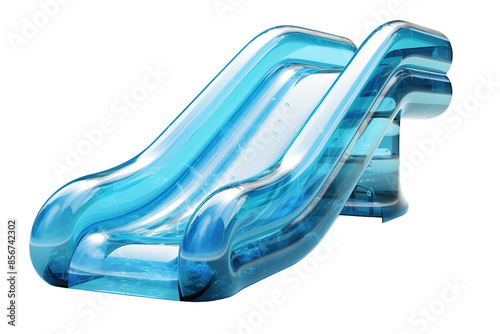 A Gleaming Blue Inflatable Slip N Slide Beckons For Summer Fun on a Clear PNG or White Background.