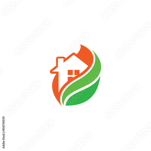 Illustration of a green house logo for a company