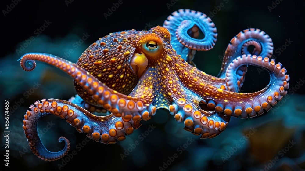 Fototapeta premium A Colorful Octopus with Its Tentacles Outstretched