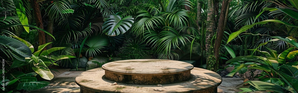 Tropical Garden with Stone Podium Display Tropical Garden with Stone Podium Display