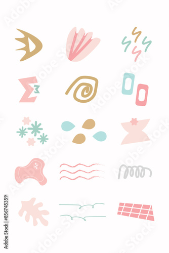 Cute doodle shape vector element bundle