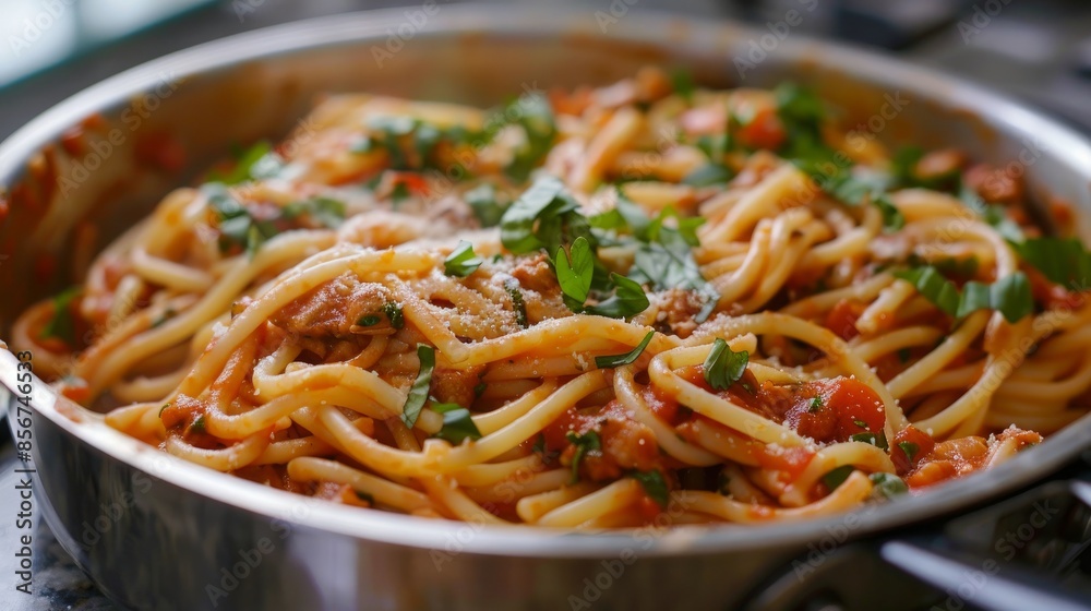 Savory pasta dish cooked in a classic Italian style sauce, ready in minutes Savory pasta dish cooked in a classic Italian style sauce, ready in minutes