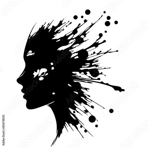 Beautiful face silhouette abstract splash