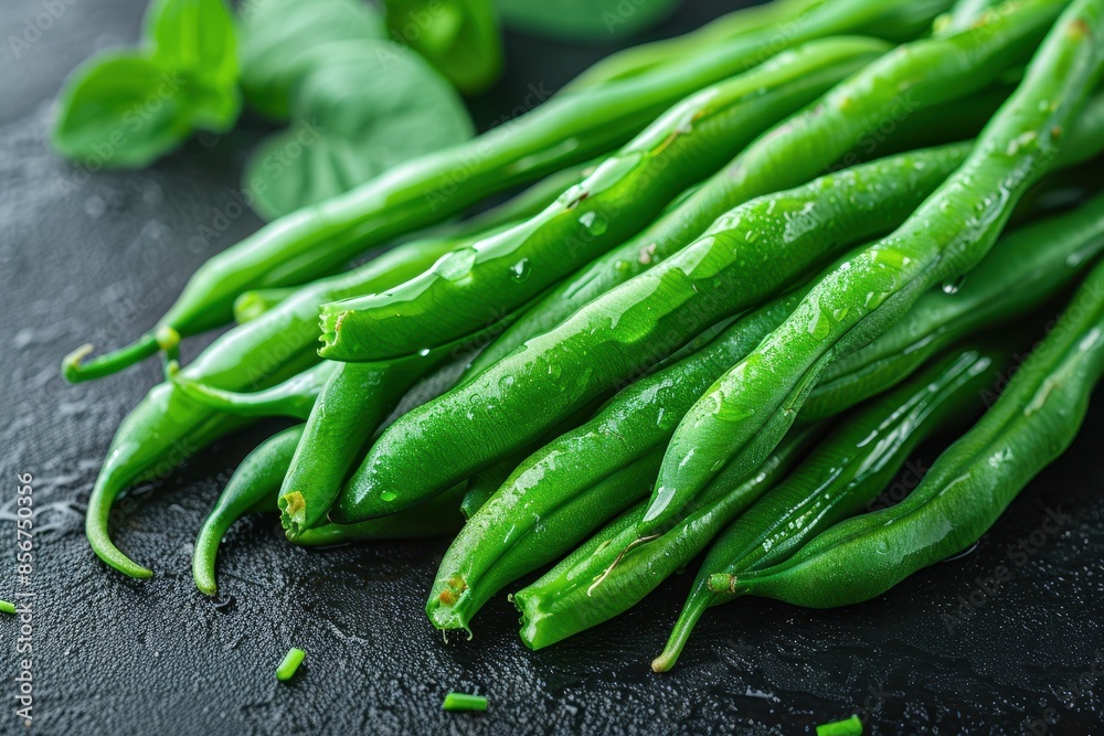 A close-up of freshly harvested green beans, showing their vibrant color and freshness. A close-up of freshly harvested green beans, showing their vibrant color and freshness.