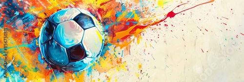 Soccer Ball in a Colorful Burst of Paint