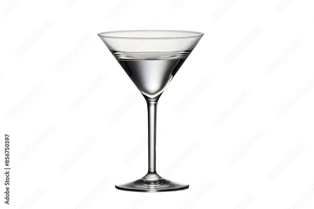 A Crystal Clear Martini Glass Awaits Its Moment on a Clear PNG or White Background. A Crystal Clear Martini Glass Awaits Its Moment on a Clear PNG or White Background.