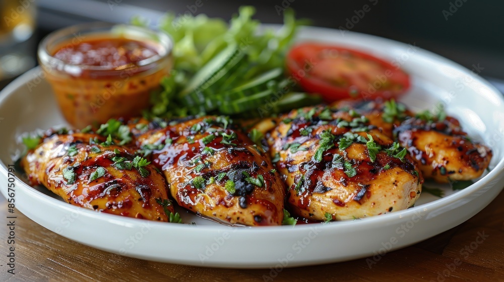 Grilled Chicken Breast with Glaze and Side Salad