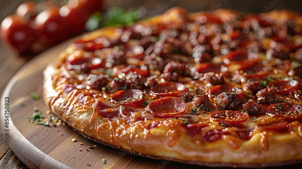 Closeup of a Delicious Pepperoni Pizza Closeup of a Delicious Pepperoni Pizza