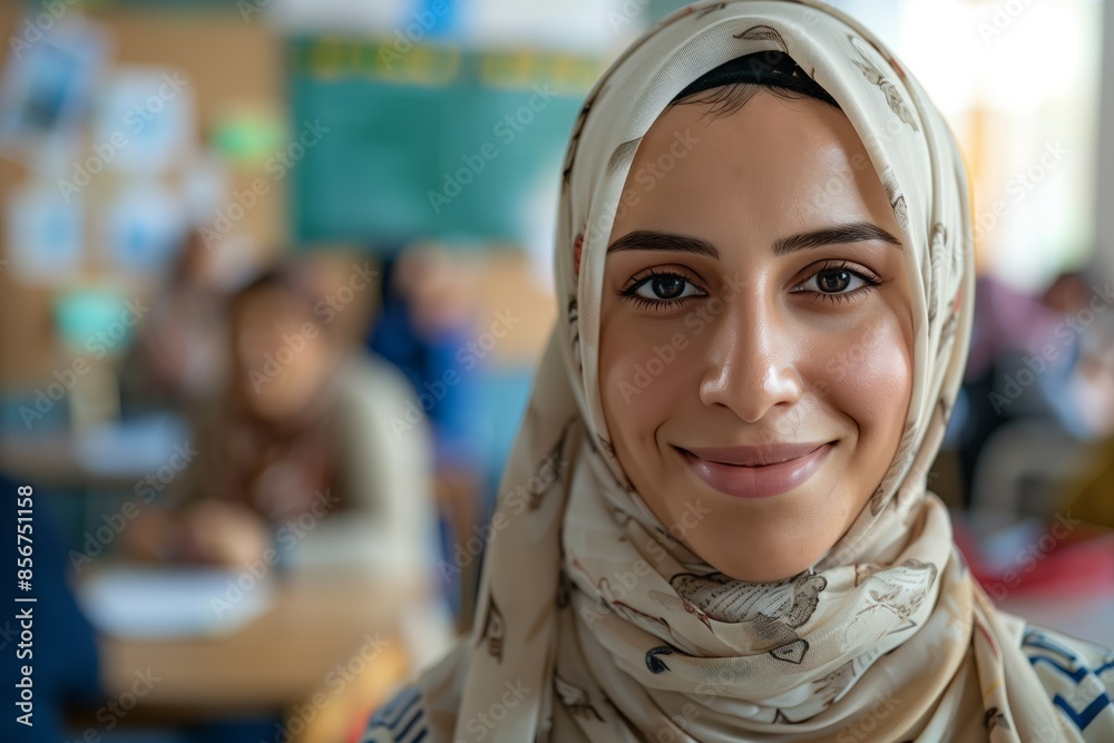 Happy Person Wearing Stylish Headscarf Happy Person Wearing Stylish Headscarf
