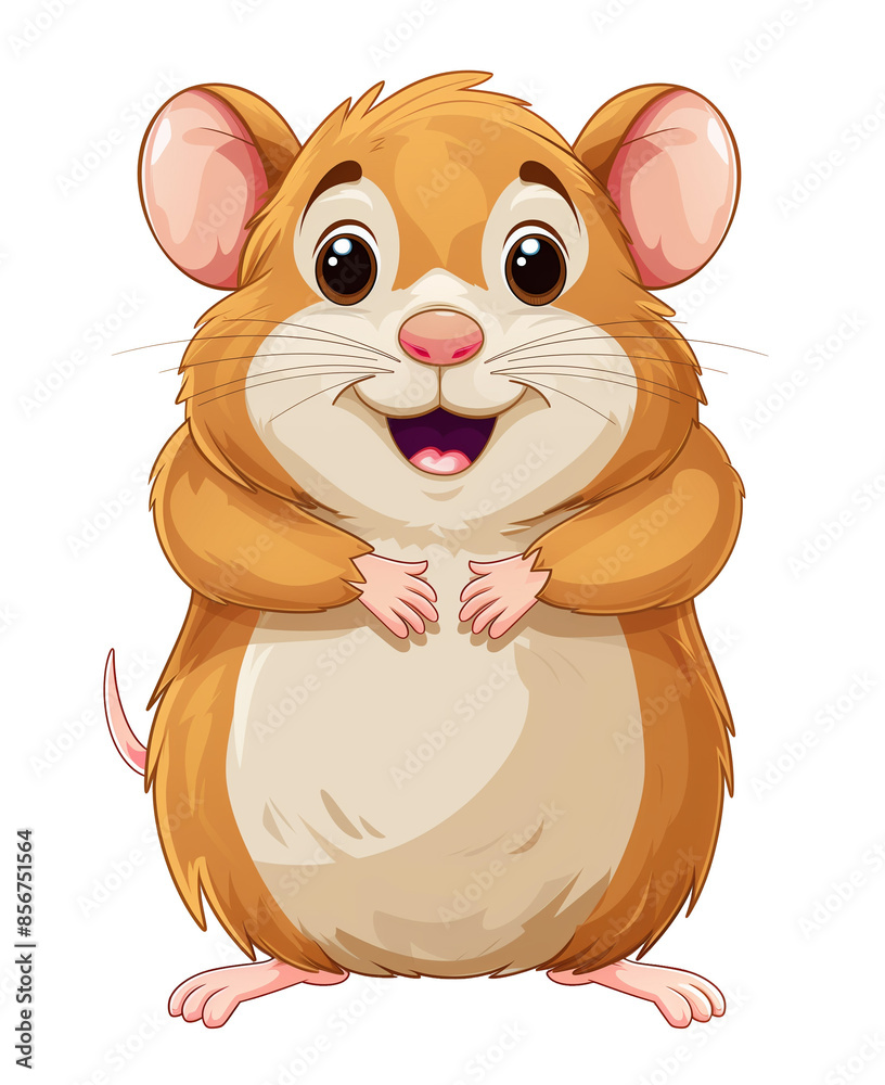 front view of cute smiling hamster cartoon isolated on white transparent background front view of cute smiling hamster cartoon isolated on white transparent background