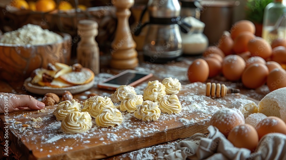 Closeup of Delicious Pastry on a Rustic Wooden Board Closeup of Delicious Pastry on a Rustic Wooden Board