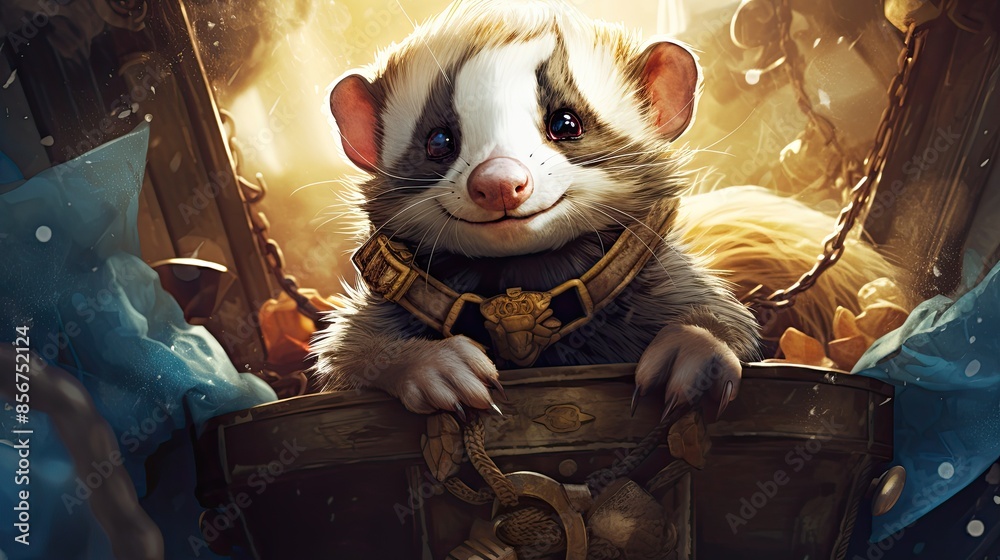 ferret in the style of fantasy illustration ferret in the style of fantasy illustration
