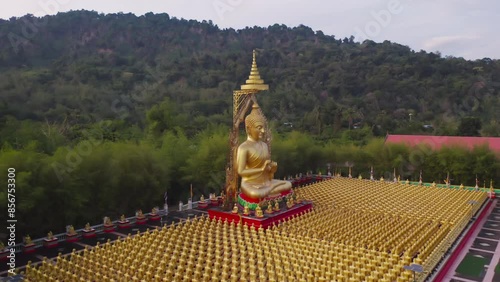 Phuttha Utthayan Makha Bucha Anusorn, Buddhism Memorial Park, Nakhon Nayok, Thailand pagoda is a buddhist temple near Bangkok, an urban city town, Thailand. Tourist attraction landmark. photo