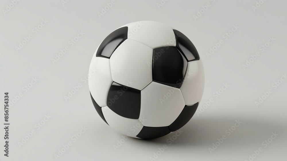 A realistic 3D design style mockup of a soccer ball, isolated on a white background for sports layout designs A realistic 3D design style mockup of a soccer ball, isolated on a white background for sports layout designs
