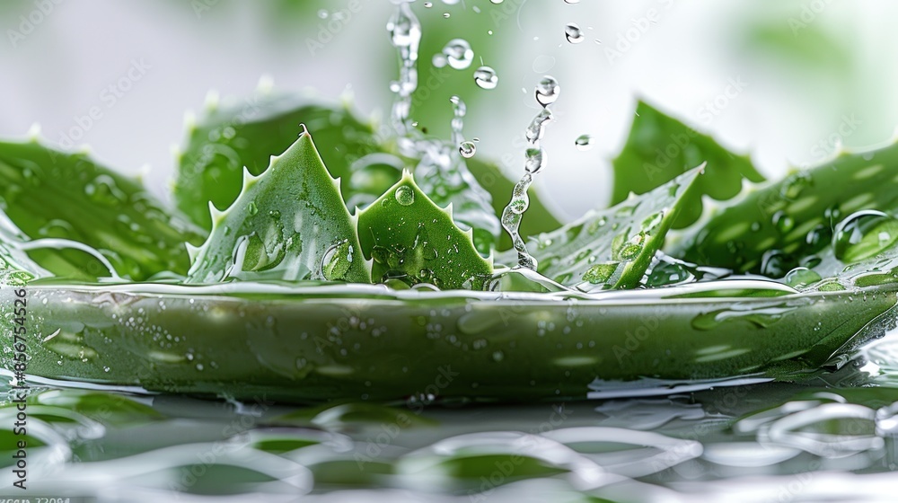 Refreshing Aloe Vera Plant with Water Droplets Refreshing Aloe Vera Plant with Water Droplets