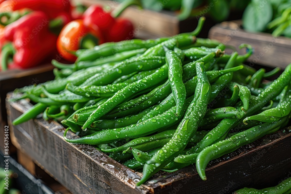 A close-up of freshly harvested green beans, showing their vibrant color and freshness. A close-up of freshly harvested green beans, showing their vibrant color and freshness.