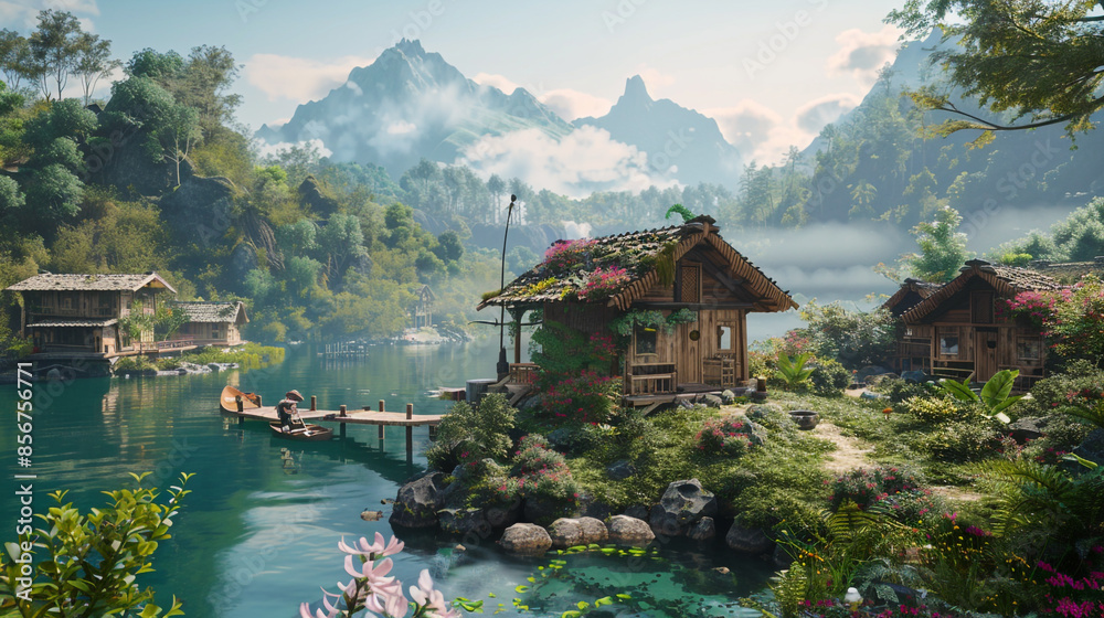 Fototapeta premium Unique perspectives reveal rugged trails winding through lush forests, beckoning hikers to explore nature's summer bounty.