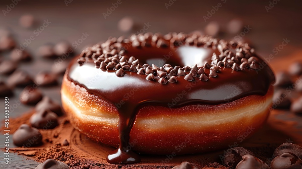 Chocolate Glazed Donut with Chocolate Chips Chocolate Glazed Donut with Chocolate Chips
