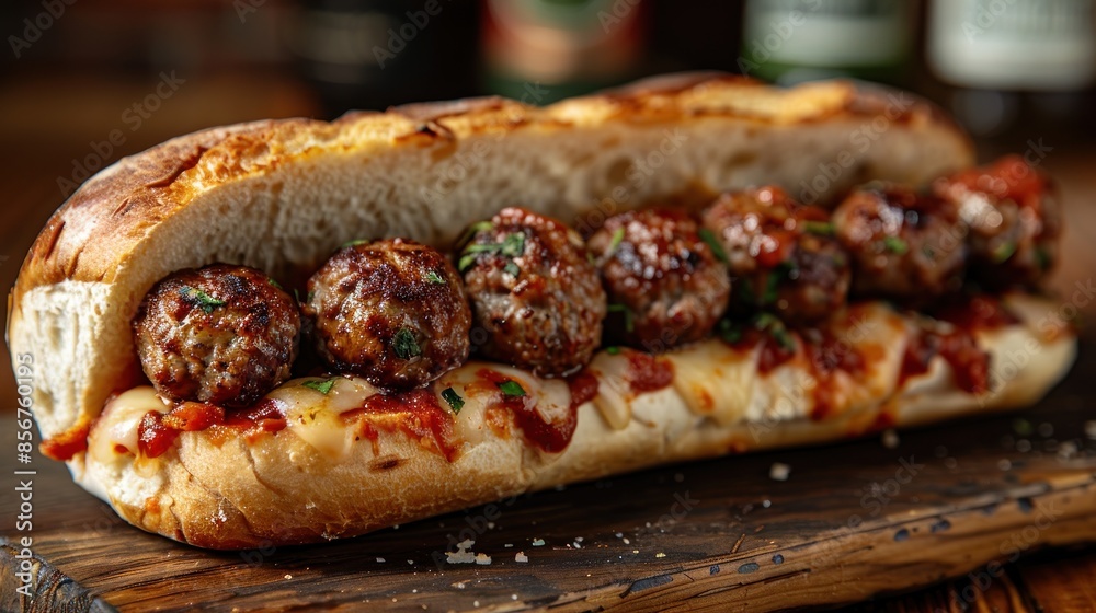 Delicious Meatball Sub with Marinara Sauce and Cheese