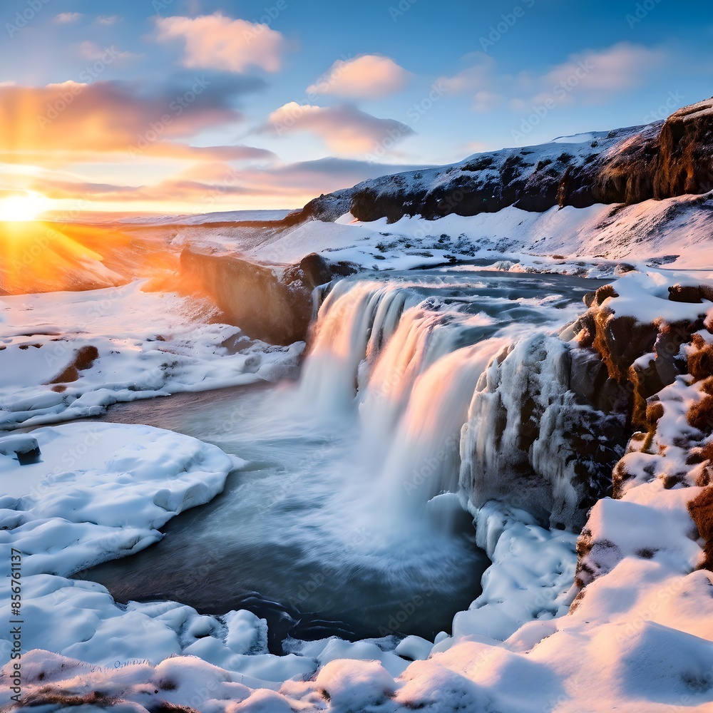 Fototapeta premium Exploring the Dramatic Scenery of Gullfoss Waterfall, Iceland