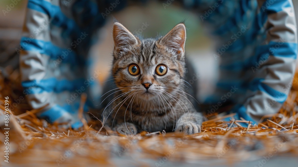 Curious Kitten Peeking From a Tunnel Curious Kitten Peeking From a Tunnel