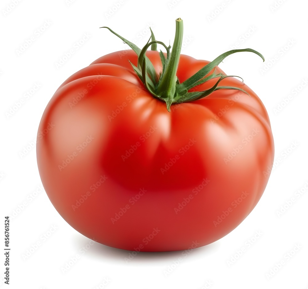 Isolated ripe red tomato on a white background