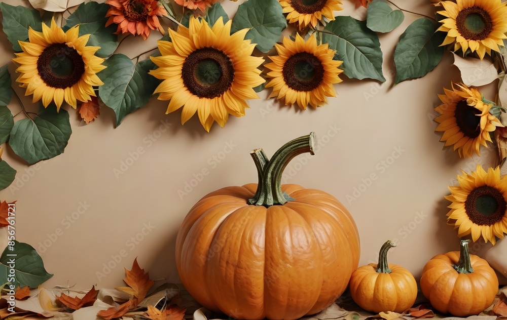 Autumnal Harvest: Pumpkins and Sunflowers Autumnal Harvest: Pumpkins and Sunflowers