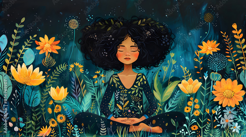 Fitness and Peace: Active Morning Yoga Routine with a Young Female in a Calm Jungle-Themed Space Fitness and Peace: Active Morning Yoga Routine with a Young Female in a Calm Jungle-Themed Space