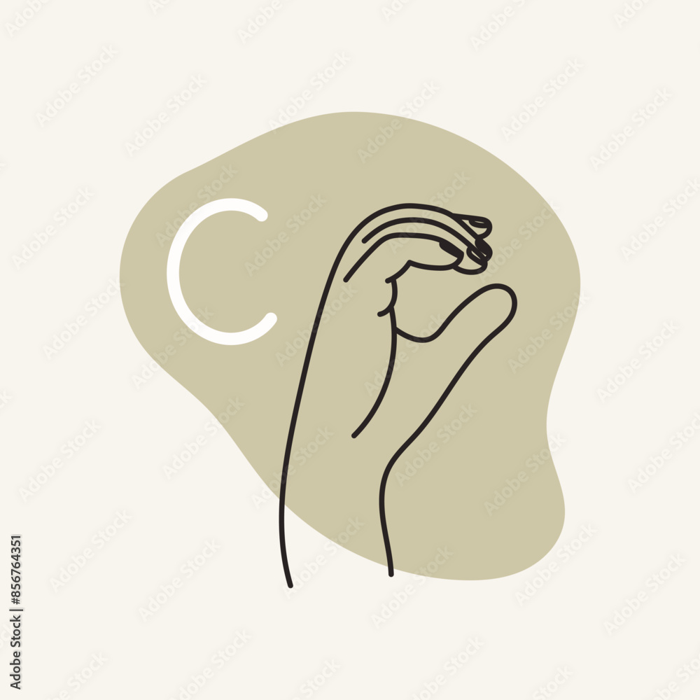 Fototapeta premium Gestures for the deaf, letter C. English fingerspelling.
