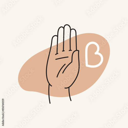 Gestures for the deaf, letter B. English fingerspelling.