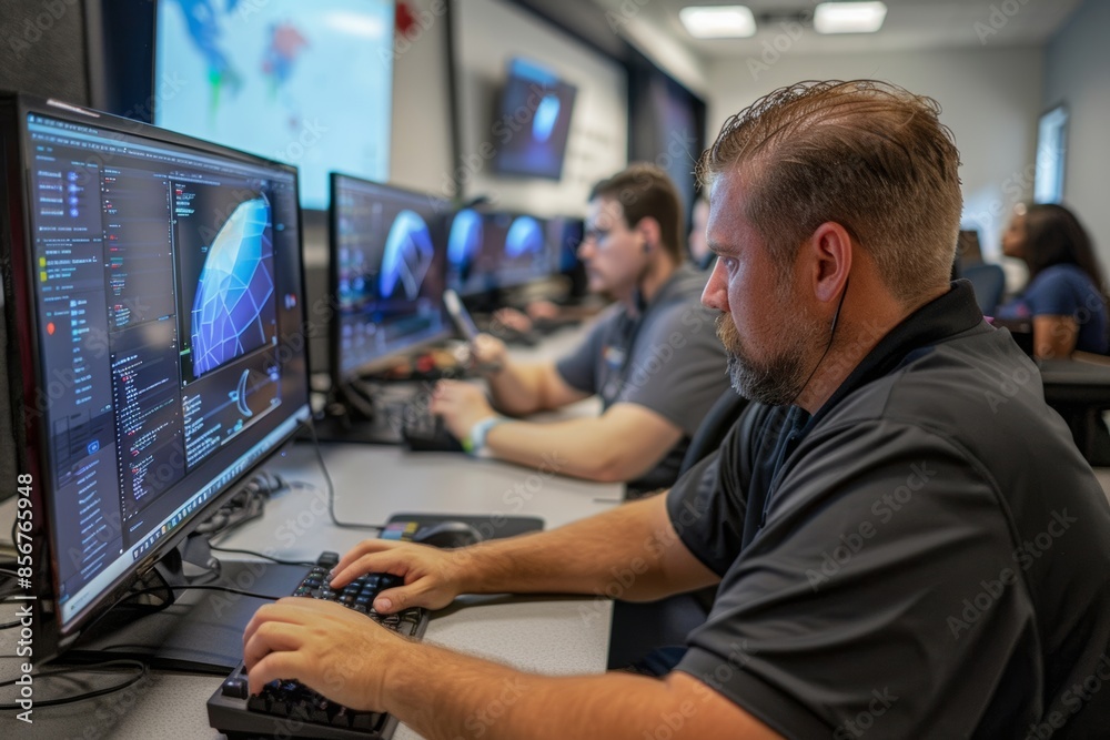 people at cutting-edge technology cybersecurity training learning to use software for threat detection, vulnerability assessment, experience of a cyber security bootcamp people at cutting-edge technology cybersecurity training learning to use software for threat detection, vulnerability assessment, experience of a cyber security bootcamp
