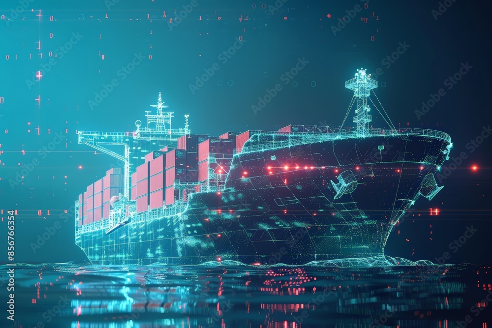 Obraz premium Massive Cargo Ship Sailing on Calm Waters