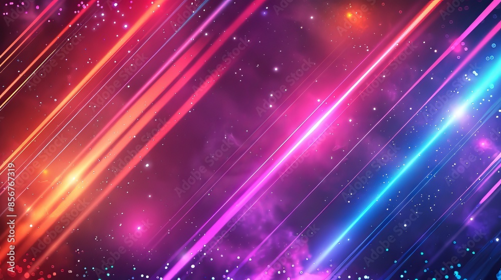 Fototapeta premium Diagonal Neon Lights In Space