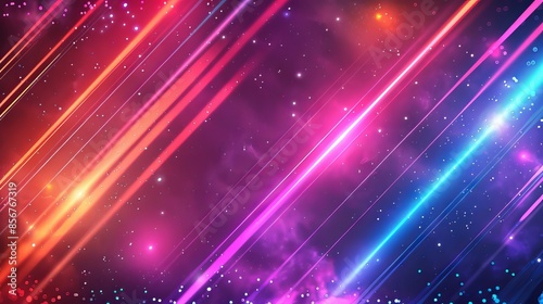 Diagonal Neon Lights In Space