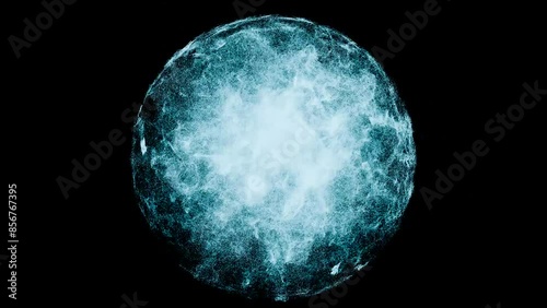 Glowing Mesmerizing Plasma Energy and electricity Sphere, exploding Particles  flowing, Abstract Plexus, neutron and protons, hi-tech digital spherical magic ball, science fiction, 3d render