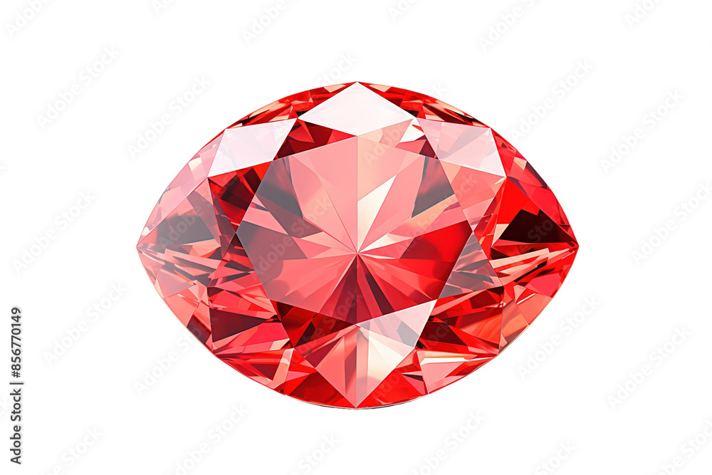 A Crimson Gemstones Dazzling Facets Reflecting Light on a Clear PNG or White Background. A Crimson Gemstones Dazzling Facets Reflecting Light on a Clear PNG or White Background.