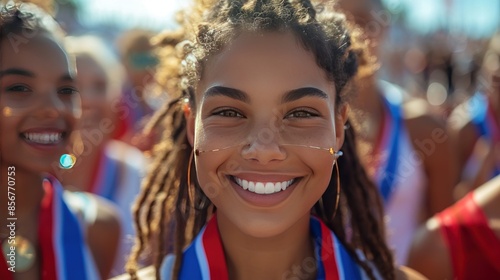 Portrait of a Smiling Young Woman with Dreadlocks
