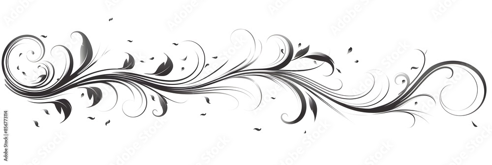 Elegant Curly Horizontal Decorative Scroll with Minimal Black Swirls Elegant Curly Horizontal Decorative Scroll with Minimal Black Swirls
