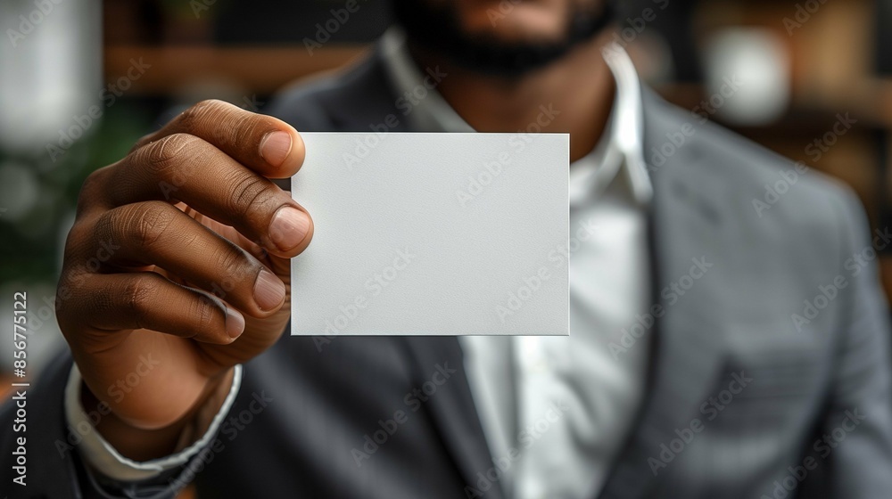 person holding a blank card person holding a blank card