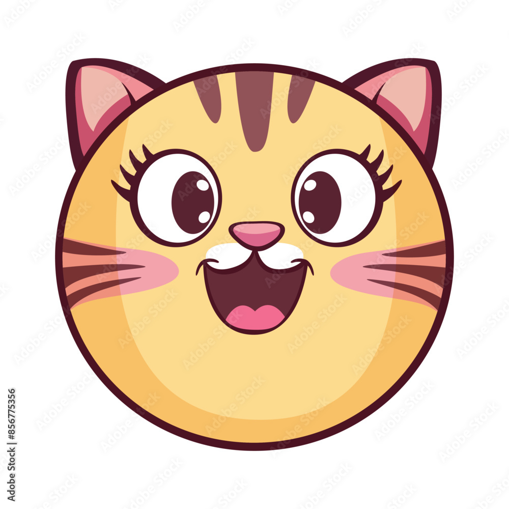 Kitten head icon. Cute kitten, kitty. Red striped funny kitten Kids collection. Sticker print. Flat design. White background. Vector Kitten head icon. Cute kitten, kitty. Red striped funny kitten Kids collection. Sticker print. Flat design. White background. Vector