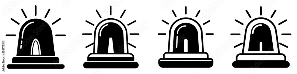 Fototapeta premium Emergency flashers siren icon. Set of siren icons in flat style. Emergency siren. Vector illustration.