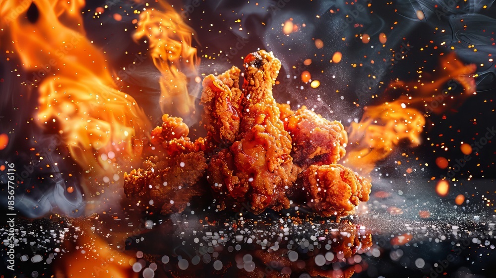 Fried Chicken Wings In Flames Fried Chicken Wings In Flames