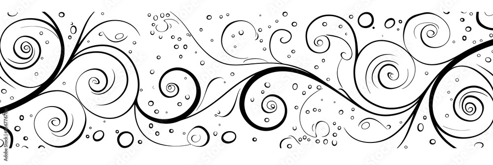 Elegant Black and White Swirl Line Art Doodle Design for Clipart or Graphic Elegant Black and White Swirl Line Art Doodle Design for Clipart or Graphic