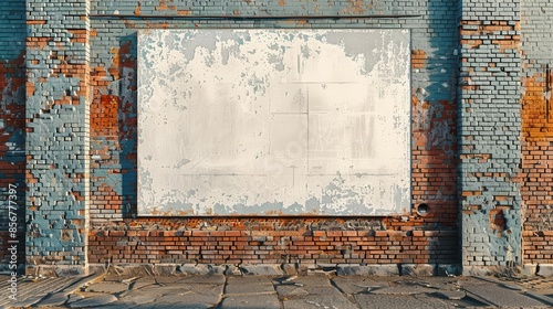 Plain poster mockup on a brick wall
