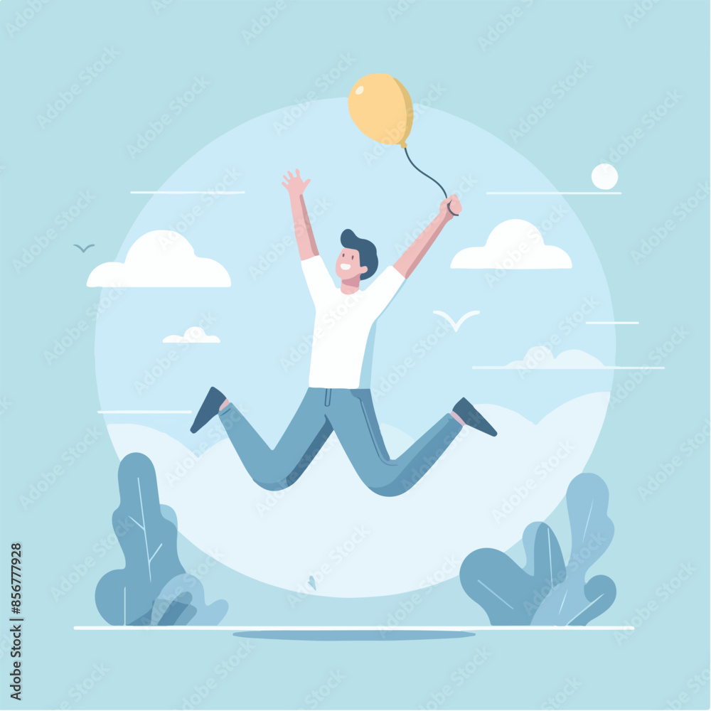 Fototapeta premium vector a teenager jumps for joy