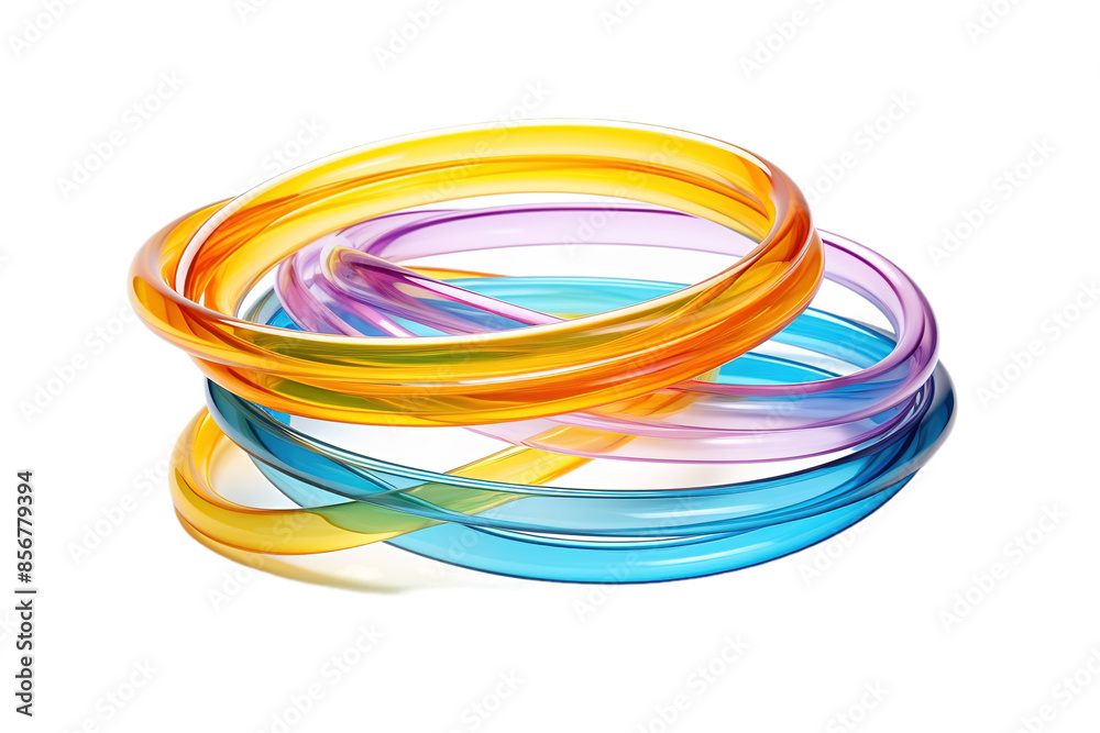 A Symphony of Colorful Bangle Bracelets Intertwined on a Clear PNG or White Background.