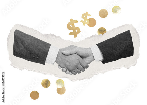 Handshake png, business deal and partnership collage element on transparent background